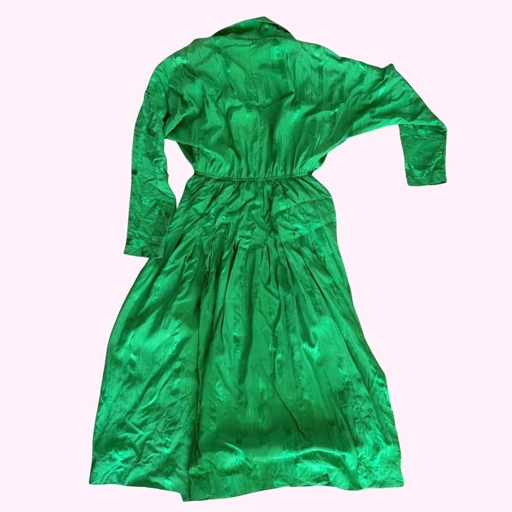 VINTAGE Neiman Marcus 100% Silk Jacquard Shirt Dress pleated Size 4 DAMAGE - Picture 2 of 9